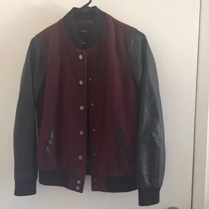 Forever 21 burgundy varsity jacket